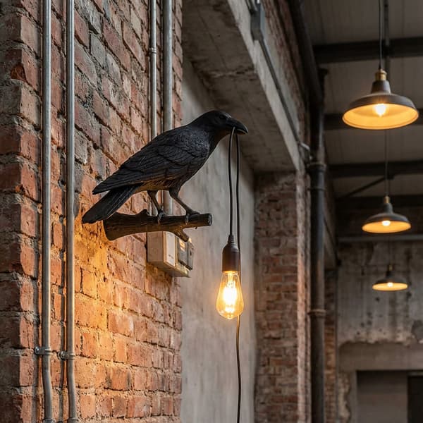 Black Bird Wall Lamp - Modern Creative Wall Sconce with Edison Bulb Black black