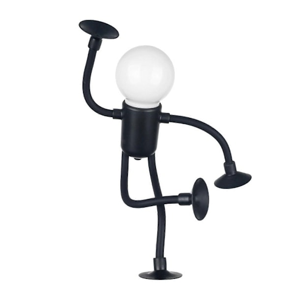 Søt Lysperle-Mann Barnelampe - 2024 Foranderlig Form Lysperle-Mann, Mini Bordlampe med Sugekopp Black_ NN