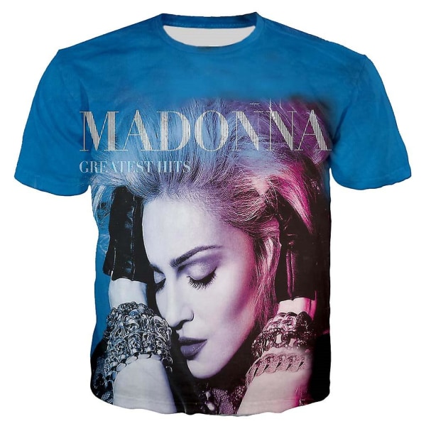 The Queen Of Pop Madonna 3d- printed T-shirt Herr Kvinnor Mode Casual Harajuku Style T-shirt Hip Hop Streetwear Oversized toppar Sky Blue XL