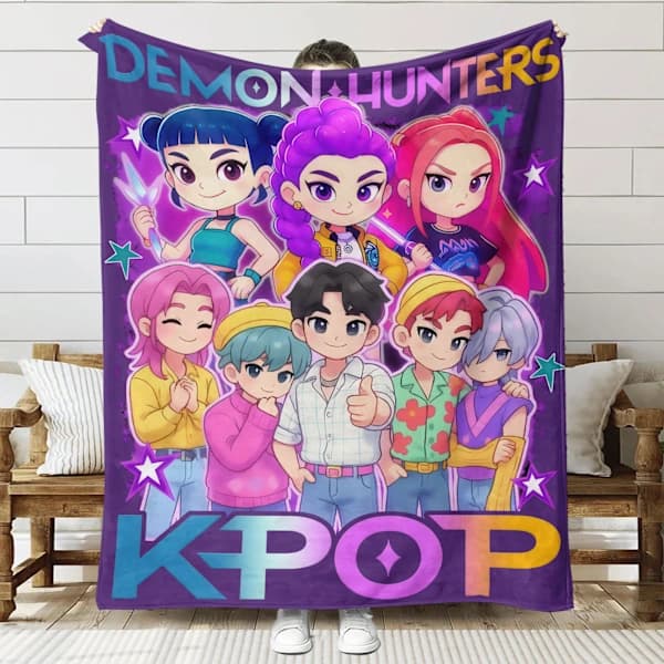 Huntrix K-Pop Trykt Teppe | Flanellspledd for Sofa & Seng (Anime-tema) [SNT044] 70+100cm SNT044 SNT044 70+100cm