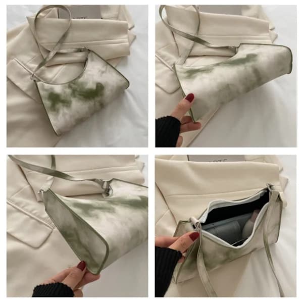 PU Læder Taske Tote Bag MØRKBLÅ Mørkeblå