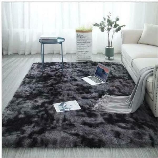 Mörkgrå Plysch Shaggy Vardagsrumsmatta 80 x 160 cm Varm Matta Heminredning, Mjuk Sovrumsmatta, Julmatta_NN