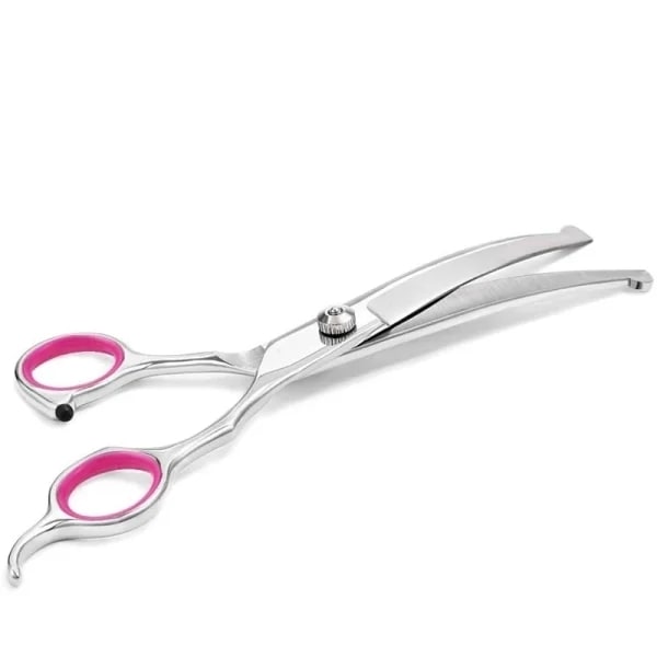 Dog Scissors Curved 19 cm - Pet Grooming Scissors - Rounded Silver Silver