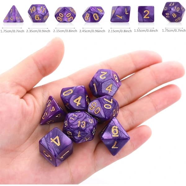 Terningesæt til Dungeons and Dragons, Lilla Nebula Polyhedriske Terninger RPG Rollespil Brætspil D&D D20 D12 D10 D8 D6 D4