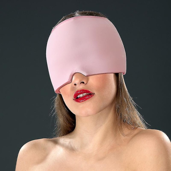 Formpassande Gel Is Huvudvärk Migrän Relief Hat, Cold Therapy Migrän Relief Mask, Bekväm töjbar Ice Pack ögonmask Pink