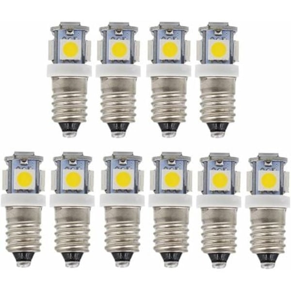 Pakke med 10 E10 9V Cool White 5SMD 5W LED Pærer (Cool White, 9V)/NC/