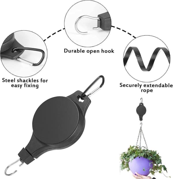 2-pack Retractable Hanging Plant Hangers black white