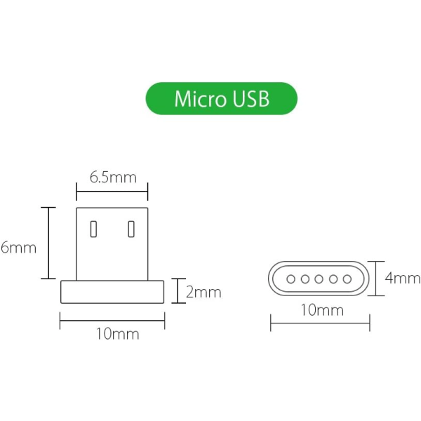 2st Micro USB Magnetic Adapter Magnetisk ersättningskontakt-utan kabel