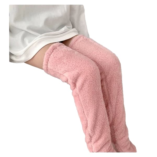 (AZC) Cozy Socks Long Knee-High Cuddly Paw High Socks Pink