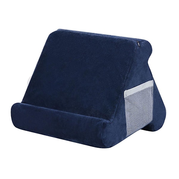 Blød tabletstøttepude, multivinkel iPad-holder med netlomme Navy