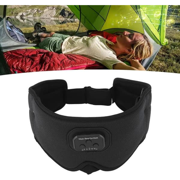 3D Sömnmask Bluetooth Sovhörlurar Svart