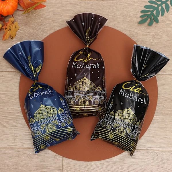50 stk Eid Mubarak Godteposer Kjeks Pose KAFFE