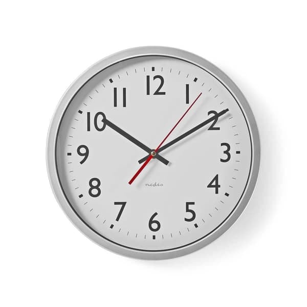 Väggklocka | Diameter: 300 mm | Plast | Silver / Vit_NN