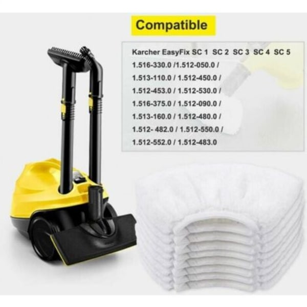 Pakke med 8 Mikrofiberhetter for Kärcher, Kluter for Håndholdt Munnstykketilbehør for Dampvaskere SC 1, 2, 3, 4, 5/NC/
