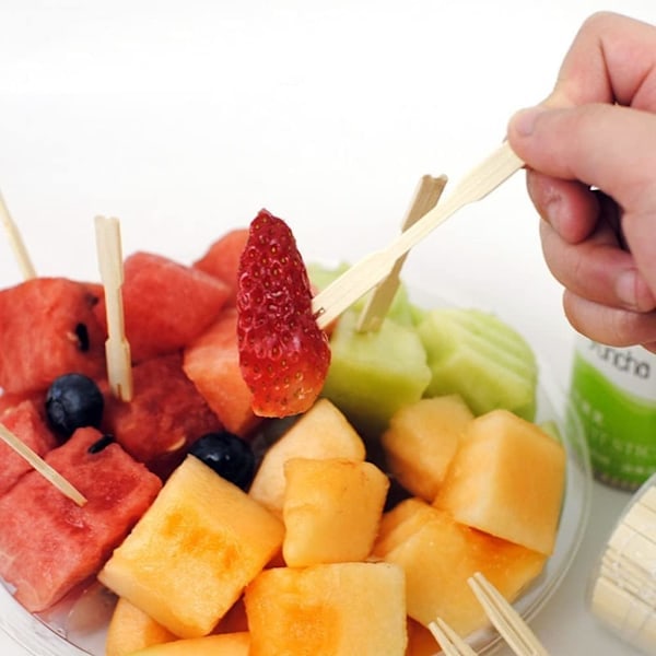 [NT] Bambusgafler, 3,5 tommer, 200 stk, Mini matspyd for forretter, frukt, bakverk, dessert, pynt, smørbrød
