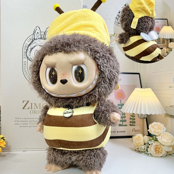 /NC/58cm Zimomo Docka Vinyl Labubu Plysch Kläder Söt Klänning Outfit Kläder Endast Labubu 58cm clothes without doll M big bee