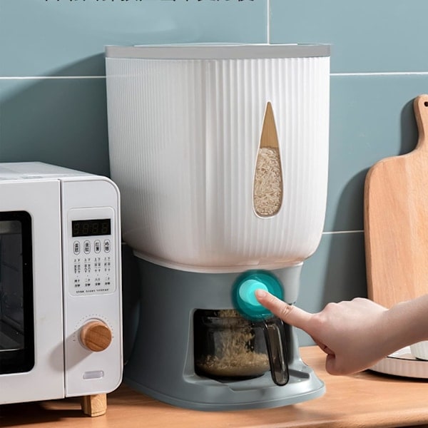 [NT] 10 kg Automatisk Risdispenser med Skyllekop Risdispenser Rishopbevaring Rishink Husholdningsrislåda-B