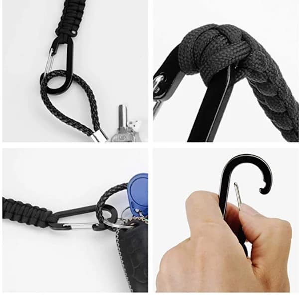 2ST Paracord Nøkkelring Krok D Ring Karabinkroker