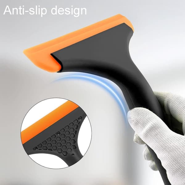 Silikonraka, 2-pack, ränderfri fönster- och duschskrapa för bil, badrum och speglar, svart, 19 cm