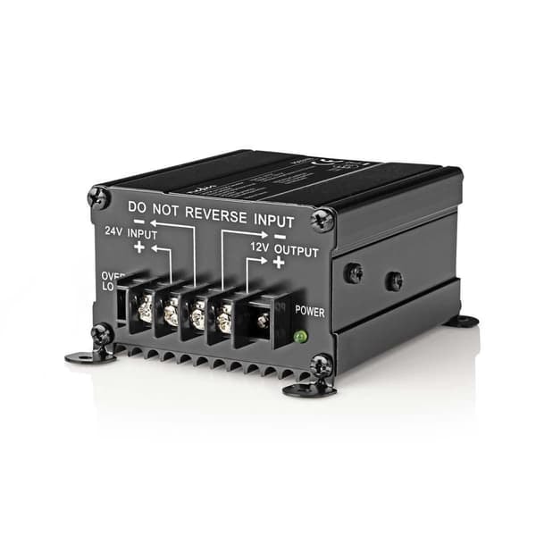 Strömomvandlare | Bildriven | 24 V DC | 12 V DC | 120 W | Skruvterminal | Utrustad med säkring | Svart_NN