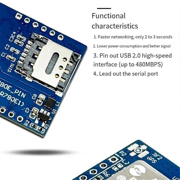 4G-modul Luat Air780E Full Netcom-modul Mini IoT Seriell kommunikasjonsdataoverføring DTU Multifunksjonsmodul