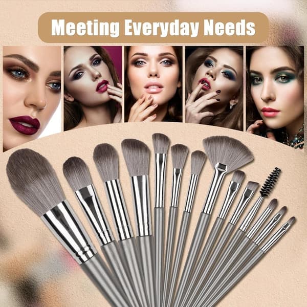Complete Travel Makeup Brush Set - 14 Professional Eye Shadow and Foundation Brushes - Includes Case
