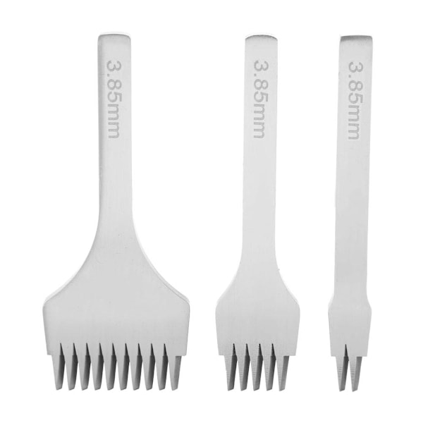 Vit Stål 2/5/10 Stansgafflar Verktygsset Snörning Sömnad Stämjärnsset för Läderhantverk (3.85mm)