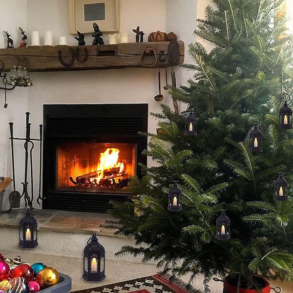 |NN| 6 stk. Lanterne med LED-lys, sorte lyslanterner til jul