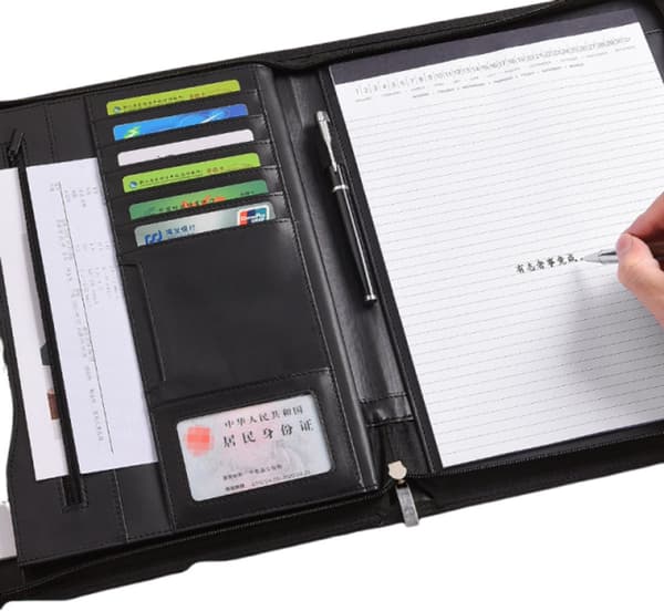 Konferencemappe med lynlås A4 Luksus Skriveblok Dokumentorganisator Arbejdsmappe Kontor Konferencemappe Inkluderer Notesblok Penholder