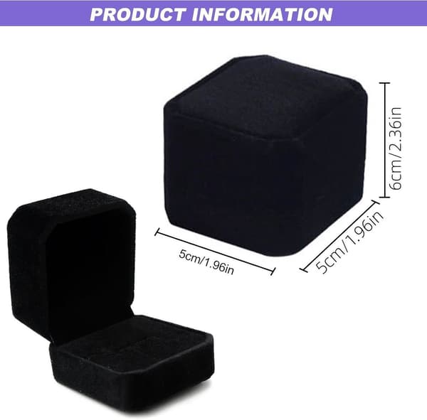 2 Smyckeskrin Ringaskar Rund Sammet Ringdisplay för Förlovning Bröllopsdag 5x6x5cm Svart