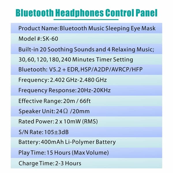 3D sovemaske Bluetooth sovehodetelefoner Svart