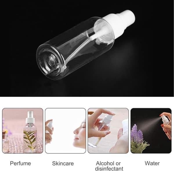 Resesprayflaskor Set, Påfyllningsbara PET Finfördelade Tomma Flaskor för Parfym och Vätskor, Transparent 10-pack 80ml 100ml