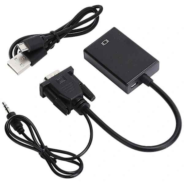 VGA-HD Multimedia Interface -sovitinkaapeli o-kaapelilla 1080P VGA-muunnin
