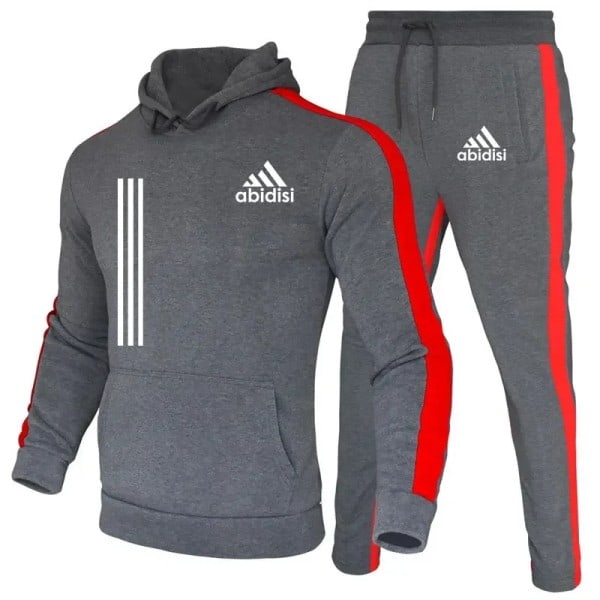 2-delad herr tracksuit 2024 höst vinter jogging sportkläder set sweatshirts hoodies jackor och träningsbyxor herrkläder svart L