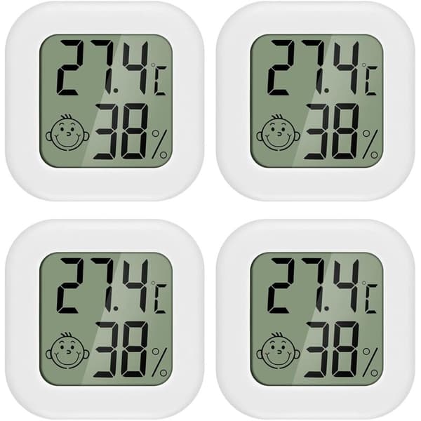 4 stk Mini LCD Termometer Hygrometer Innendørs Hjemmetermometer Egnet for Barnerom, Eldrerom osv.