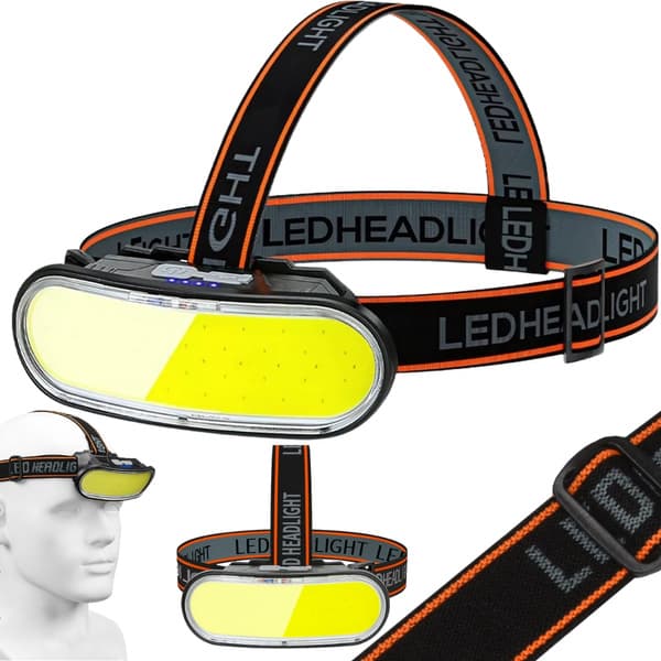 LED Hodelykt med 5 Lysmoduser, Vinkelbar USB-C Oppladbar COB