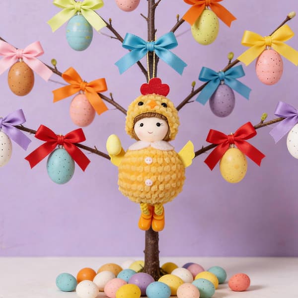 Easter Chick Hat Hanging Pendant, Fabric and Resin Material, Festive Hatching Style, Easter Tree Decorations & Party Arrangement Props