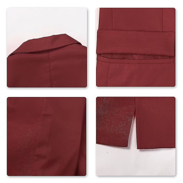 Herr Business Casual Klassisk Naggslag Dubbel Split Pure Color Enknapps kostymjacka 11 färger L Red