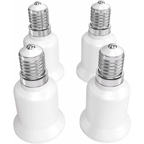 4x Sokkeladapter - E14 til E27 Sokkelkonverter - E27 Base Lampeholder Adapter til LED Halogenpære/NC/