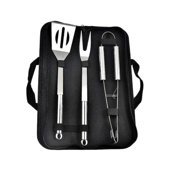 IG 3-delars grillverktygsset i rostfritt stål, styvt, tång/NC/