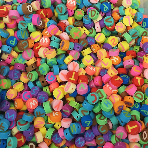 100 st-set 10mm Letter Handgjorda Polymer Clay Beads Letter Beads Mjuka pärlor