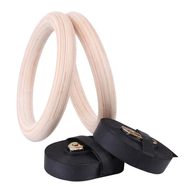 {NT} Wooden Gymnastic Rings with Straps