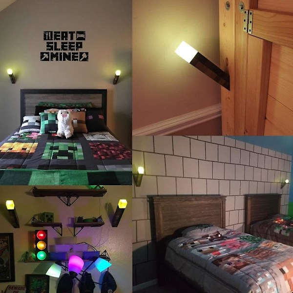 Minecraft-pelin oheistuote Soihtulamppu, 11 tuuman LED-yövalo, ladattava yöpöytälamppu, puku Cosplayhin, lastenhuoneen pelihuoneen sisustukseen