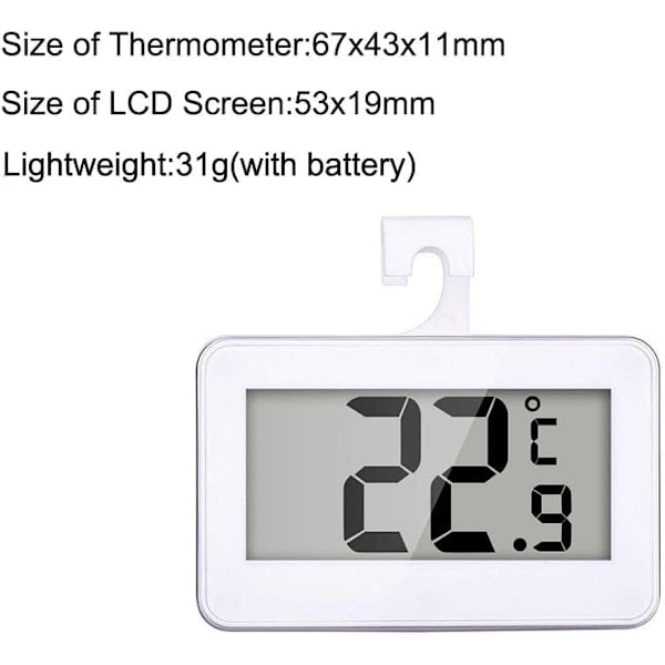 [NT] Kyltermometer Kylskåpstermometer, 2-pack LCD Digital Kyl Frys Termometer Monitor