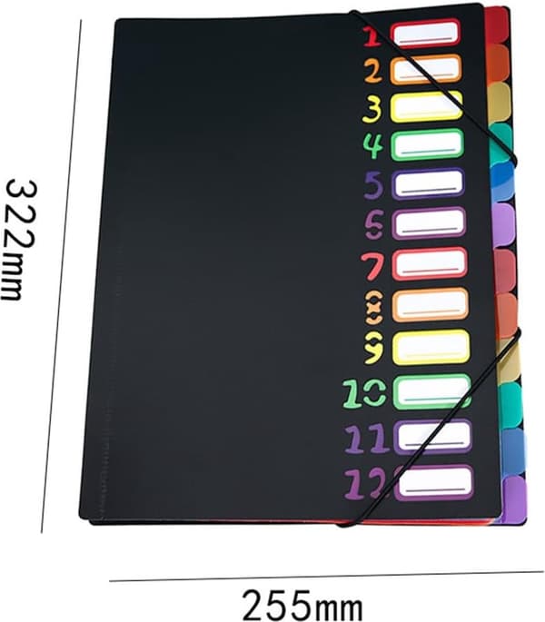Skrivemappe - Konferencemappe A4 - Ringbind - farve - 12 ark - sort - Dokumentkort - Arbejdsmappe - 322*250*12mm