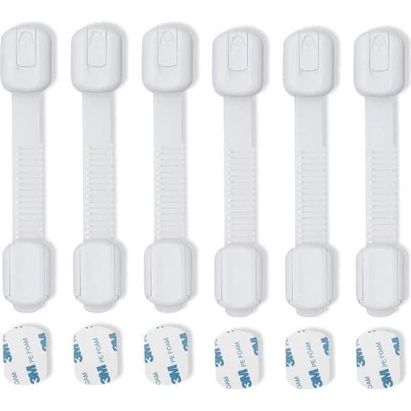 {NT}6x Monikäyttöinen vauvan lapsiturvallinen PVC-lukko, käyttää 3M-liimaa säädettävällä hihnalla ja lukitusjärjestelmällä -