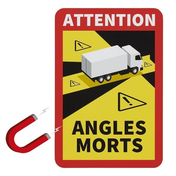 Magnetisk klistermärke \"Attention Angles Morts!\" lastbil_NN