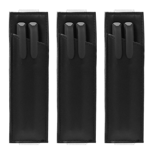 Læder penalhus, penholder, penalhus, elastisk, sort