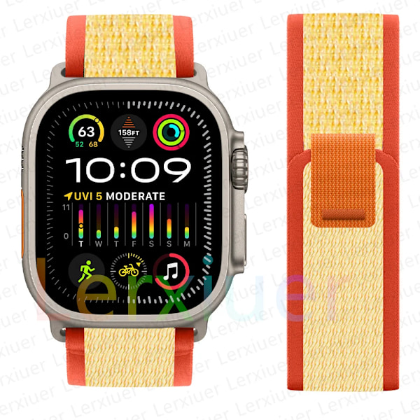 Trail-ranneke Apple Watch Ultra 2 -rannekkeeseen 49mm 44mm 45mm 40mm 41mm 38mm 42mm 45 44 mm rannekoru iWatch series 8 9 7 6 5 3 se oranssi keltainen oranssi keltainen/NC/ 38 40 41mm orange yellow