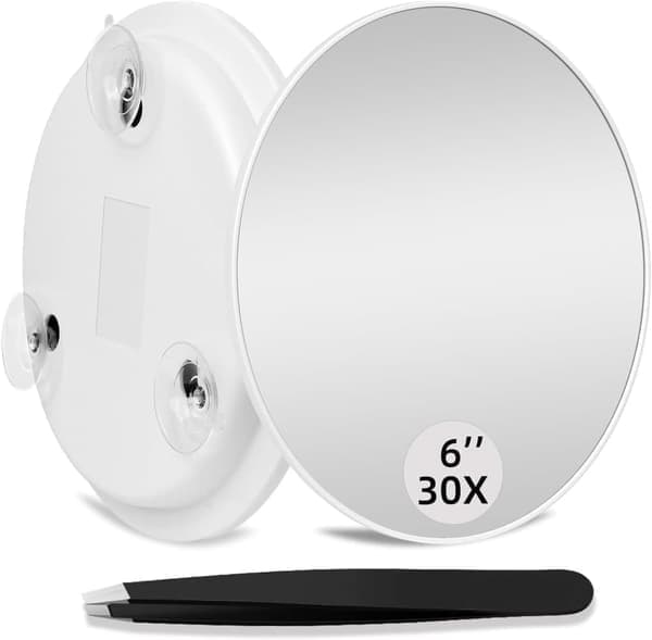 1pcs 30X Magnifying Mirror for Makeup, Round Makeup Mirror with Suction Cups & Stand, Handheld Travel Mirror